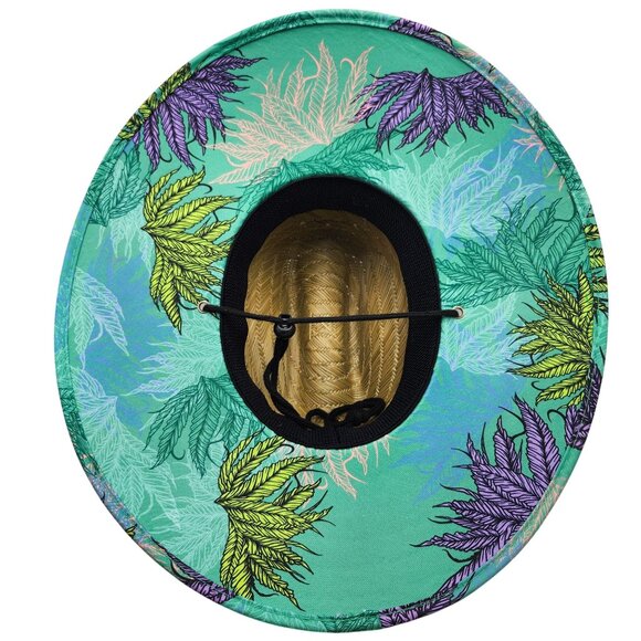 Farmers Defense Straw Sun Hat Sea Weed Wide Brim & Tropical Underside Design For - Picture 3 of 7